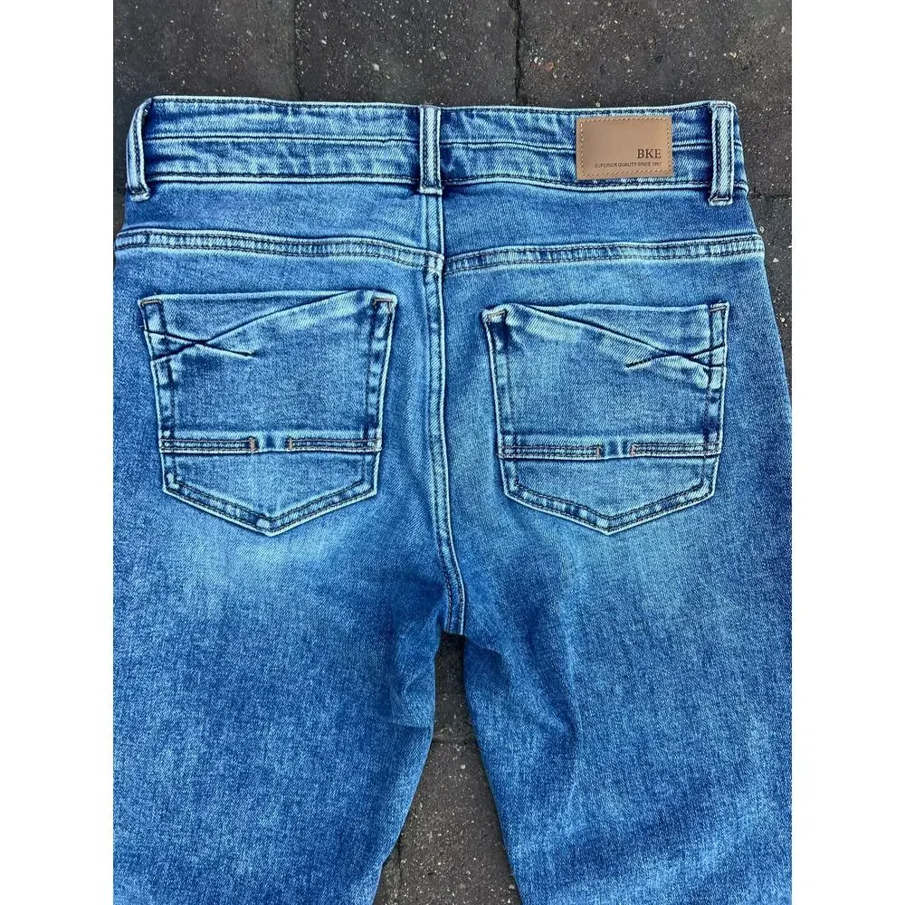 BKE Payton universal fit mid rise distressed straight jeans size 26x33 - Picture 5 of 8